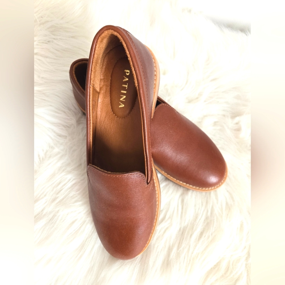 Portland Leather Goods Womens leather Patina loafers in cognac | size 7.5 NWOT